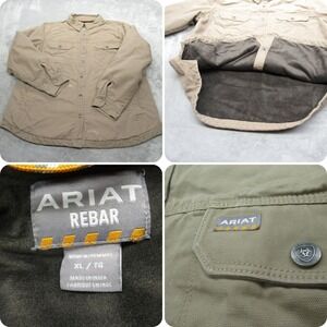 ARIAT Rebar Classic Canvas‎ Shirt Jacket Women XL Tan Work Fleece Lined Rugged
